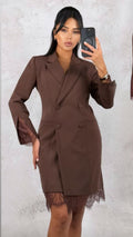 Lace Trim Blazer Dress
