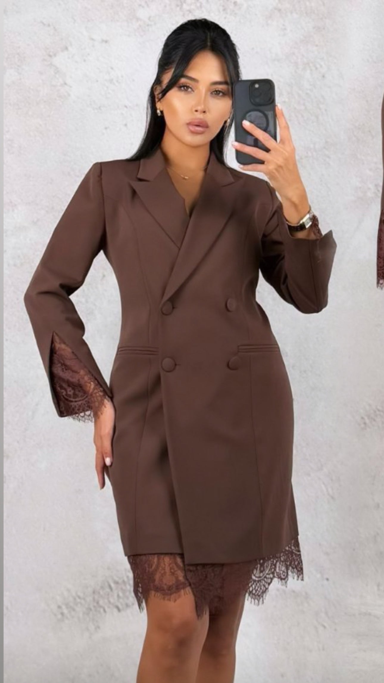 Lace Trim Blazer Dress