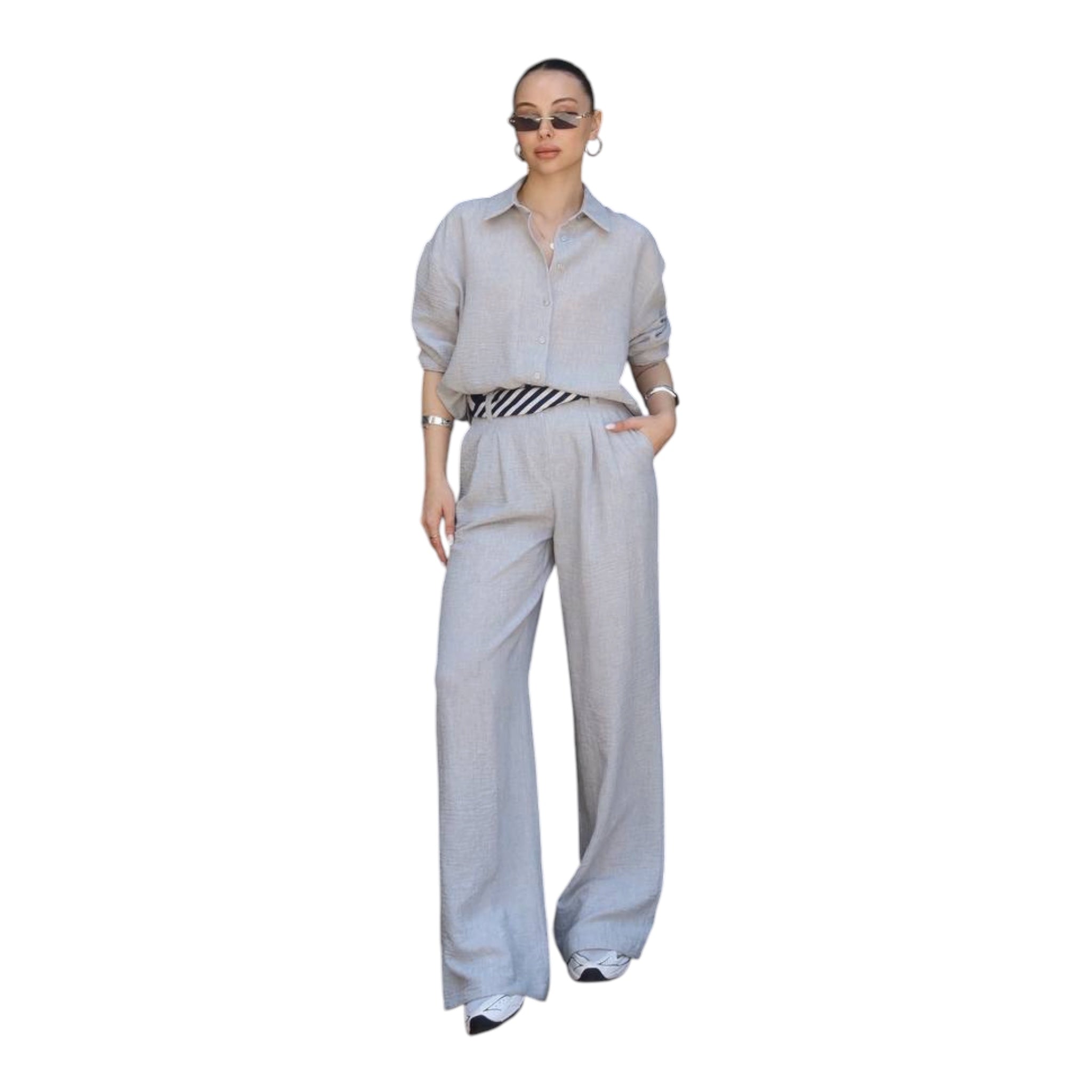 Grey Linen Co-Ord Set