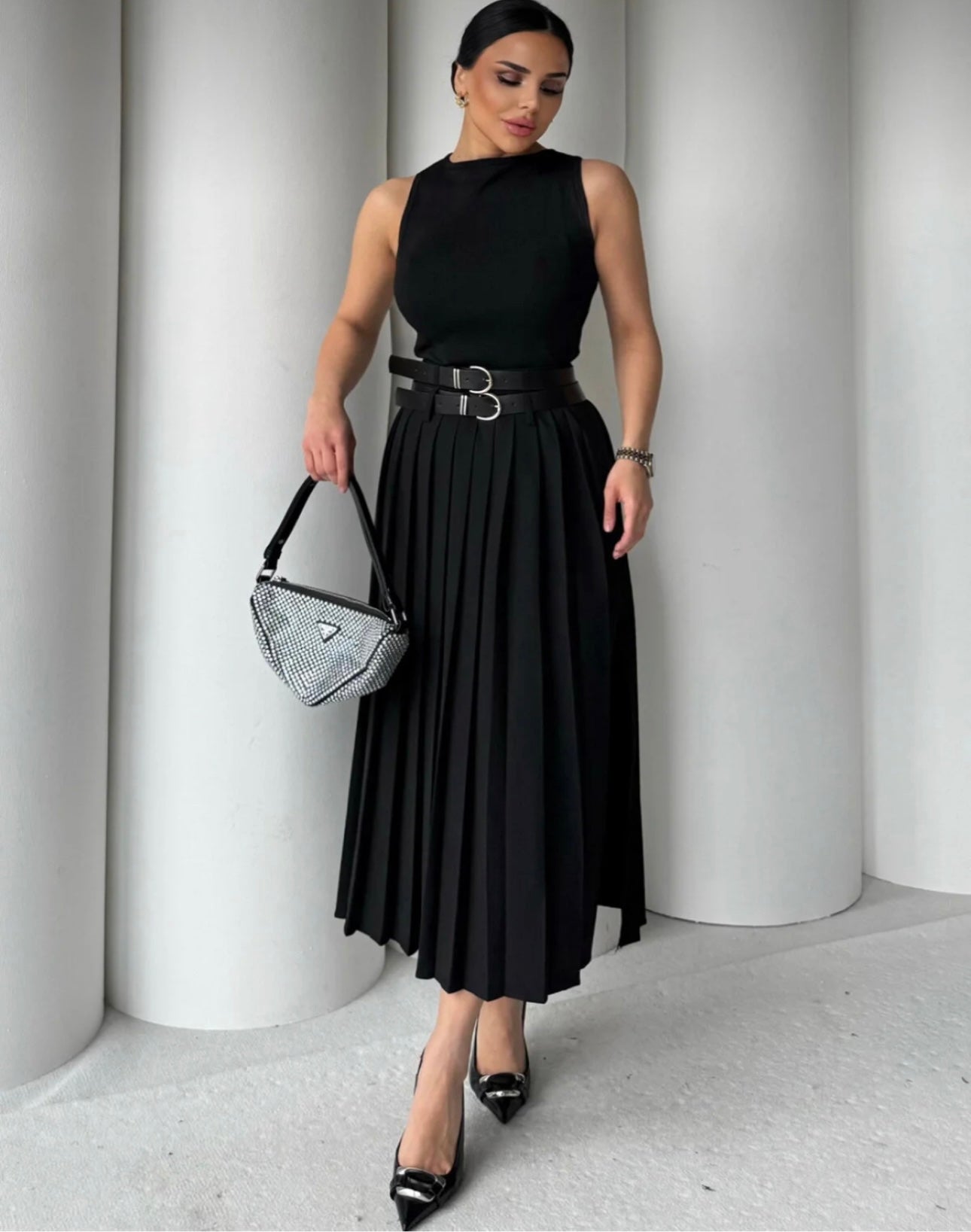Pleated Maxi Skirt