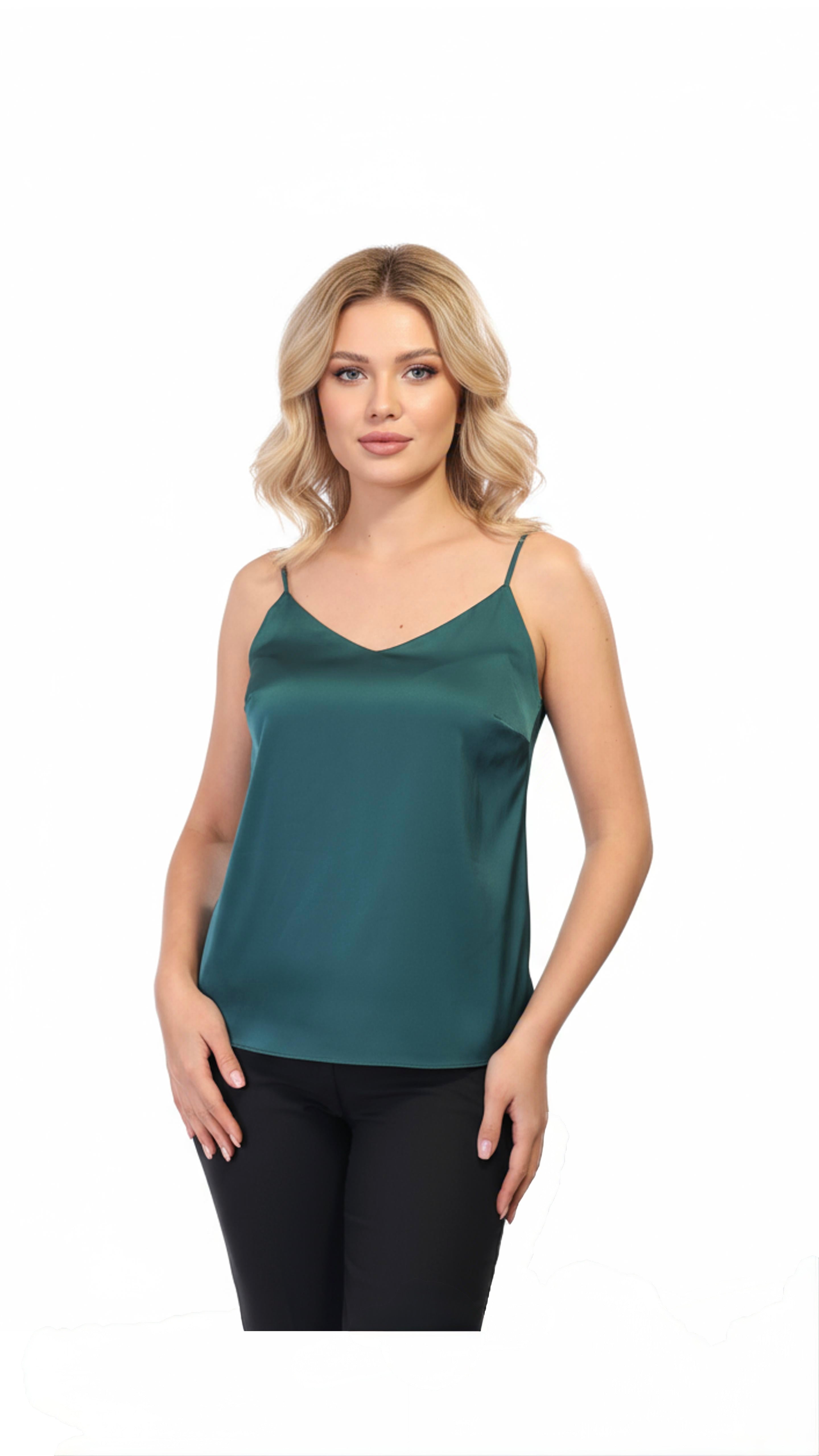 V-shaped Satin Blouse