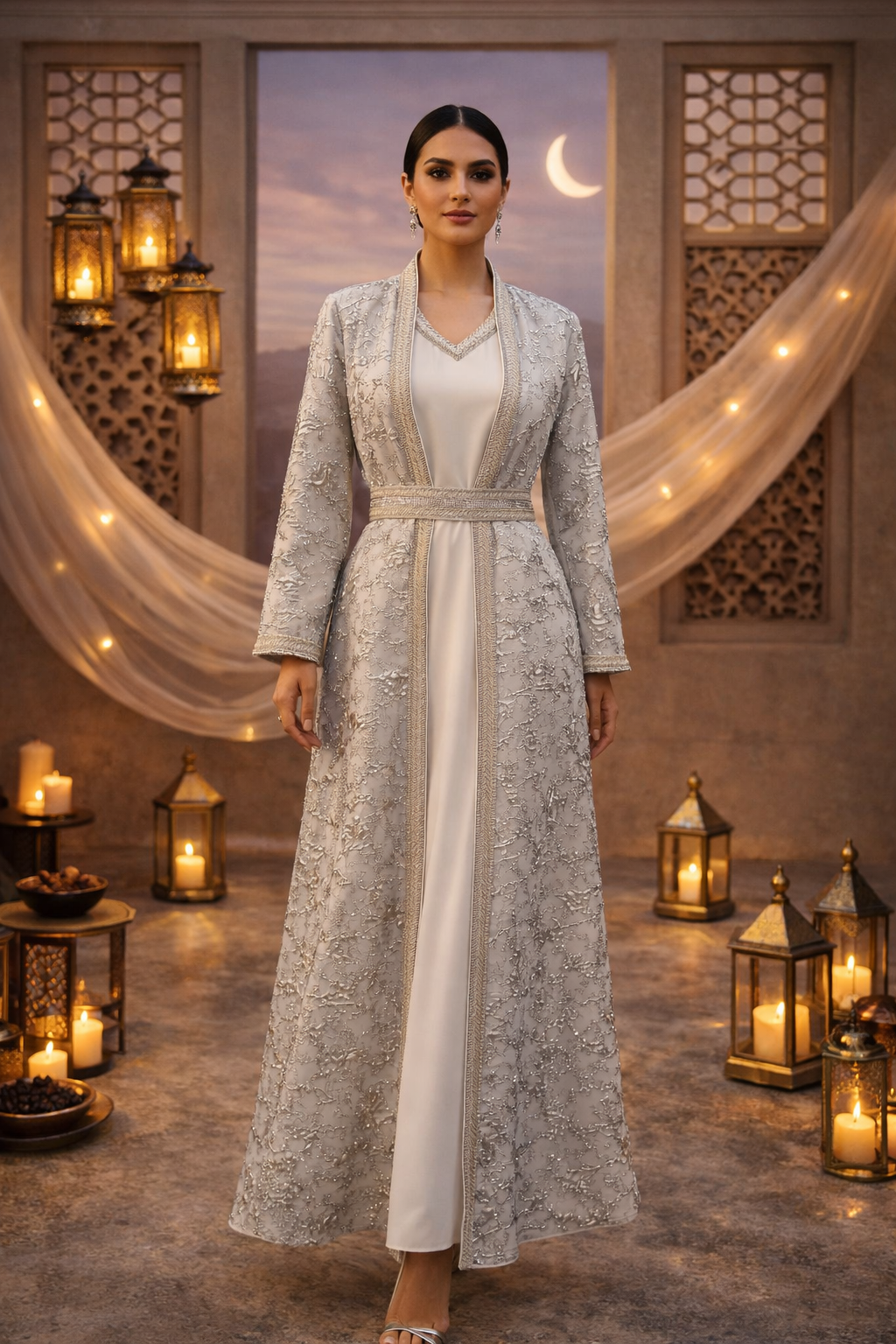 Embroidered Silver Koftan