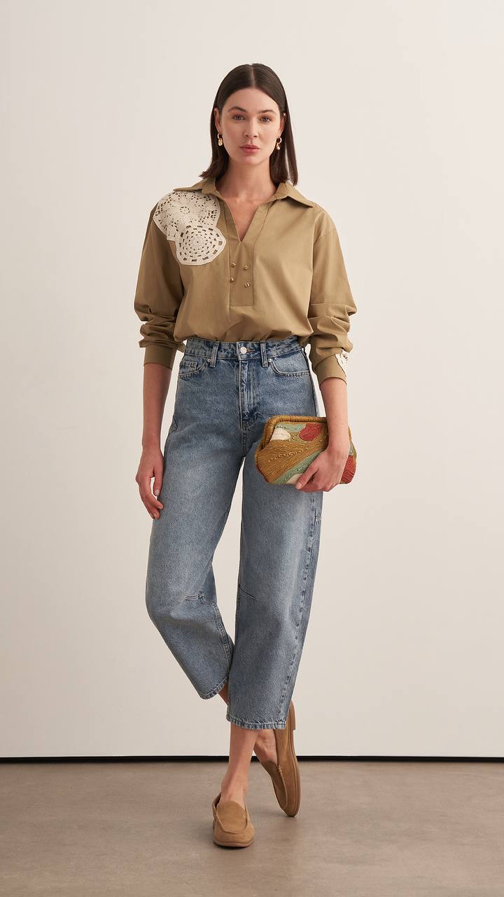 Honey Beige Crochet Shirt