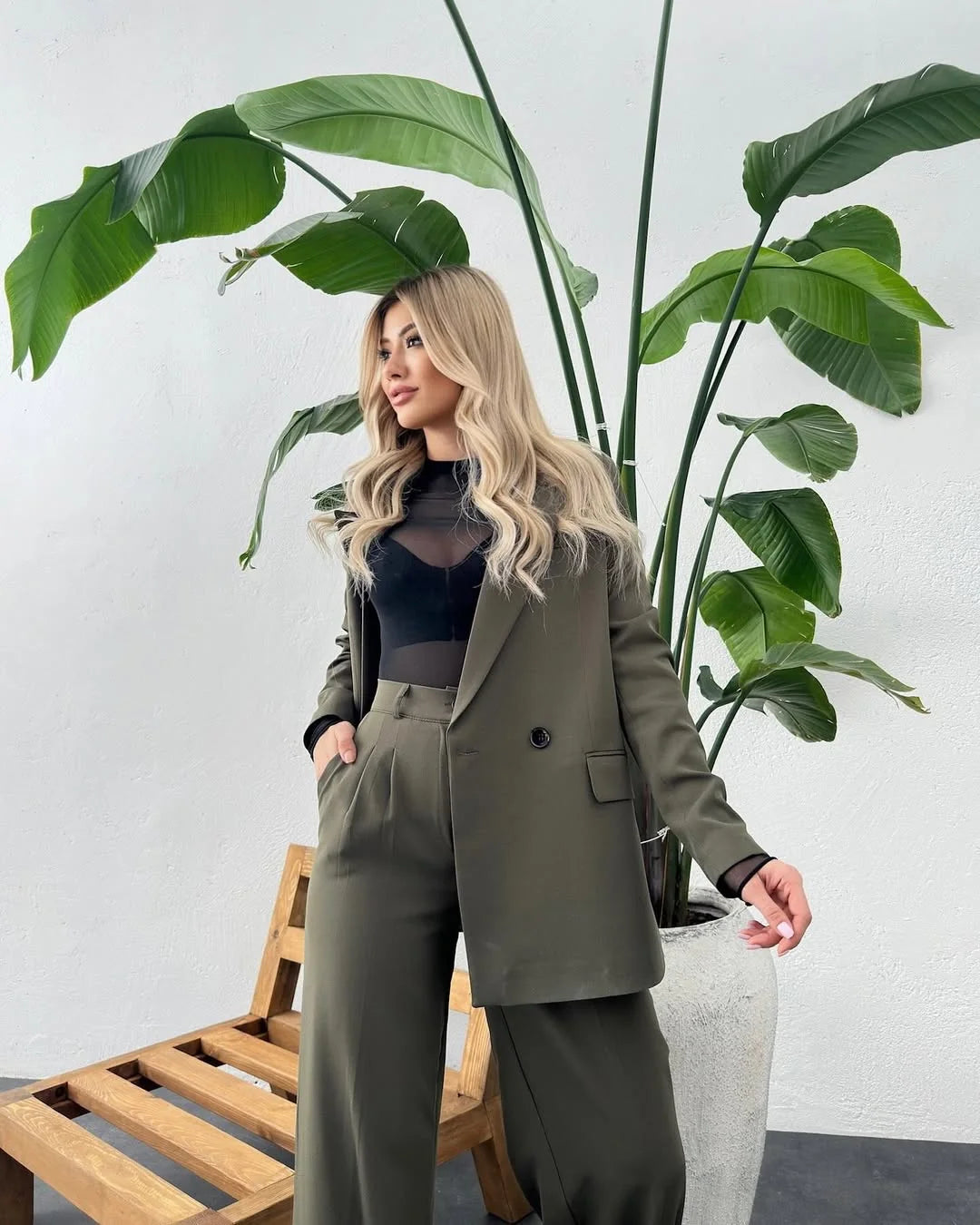 Olive Power Suit