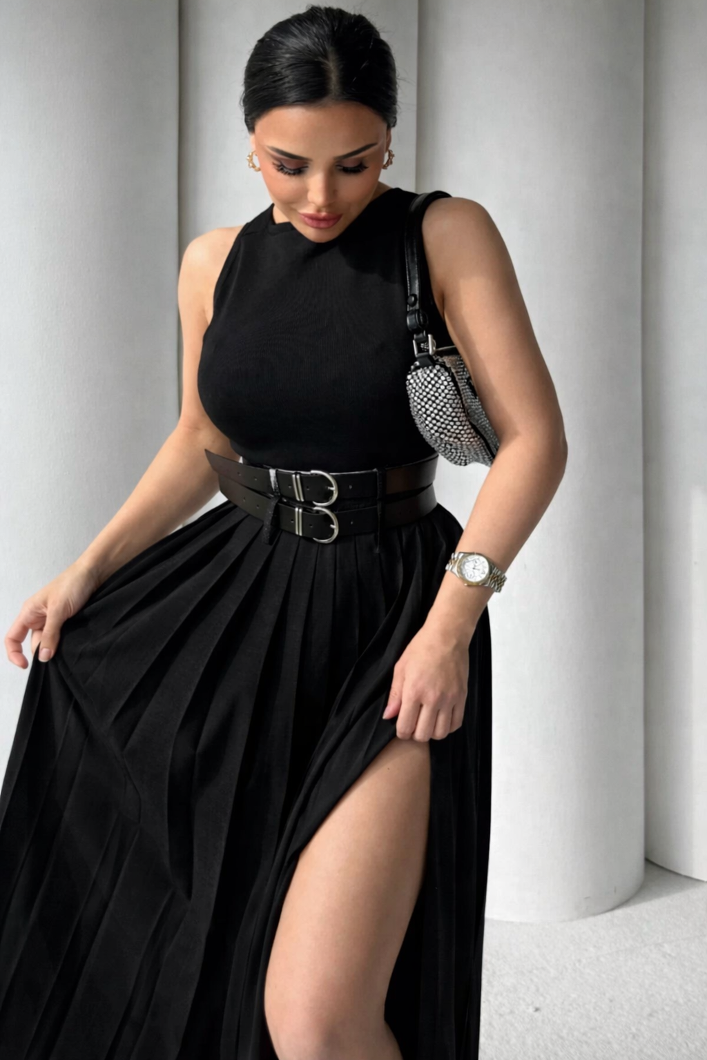 Pleated Maxi Skirt