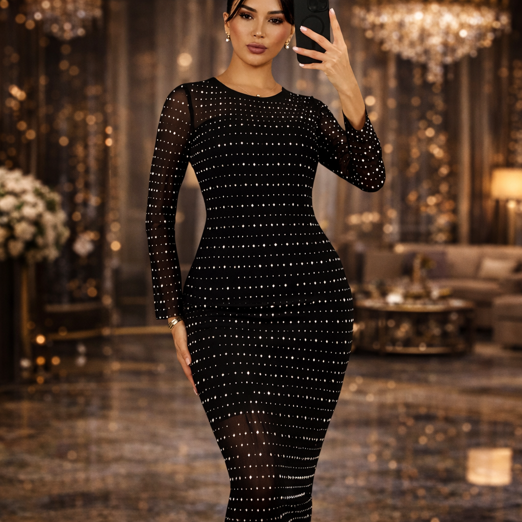 Black Midi Evening Dress