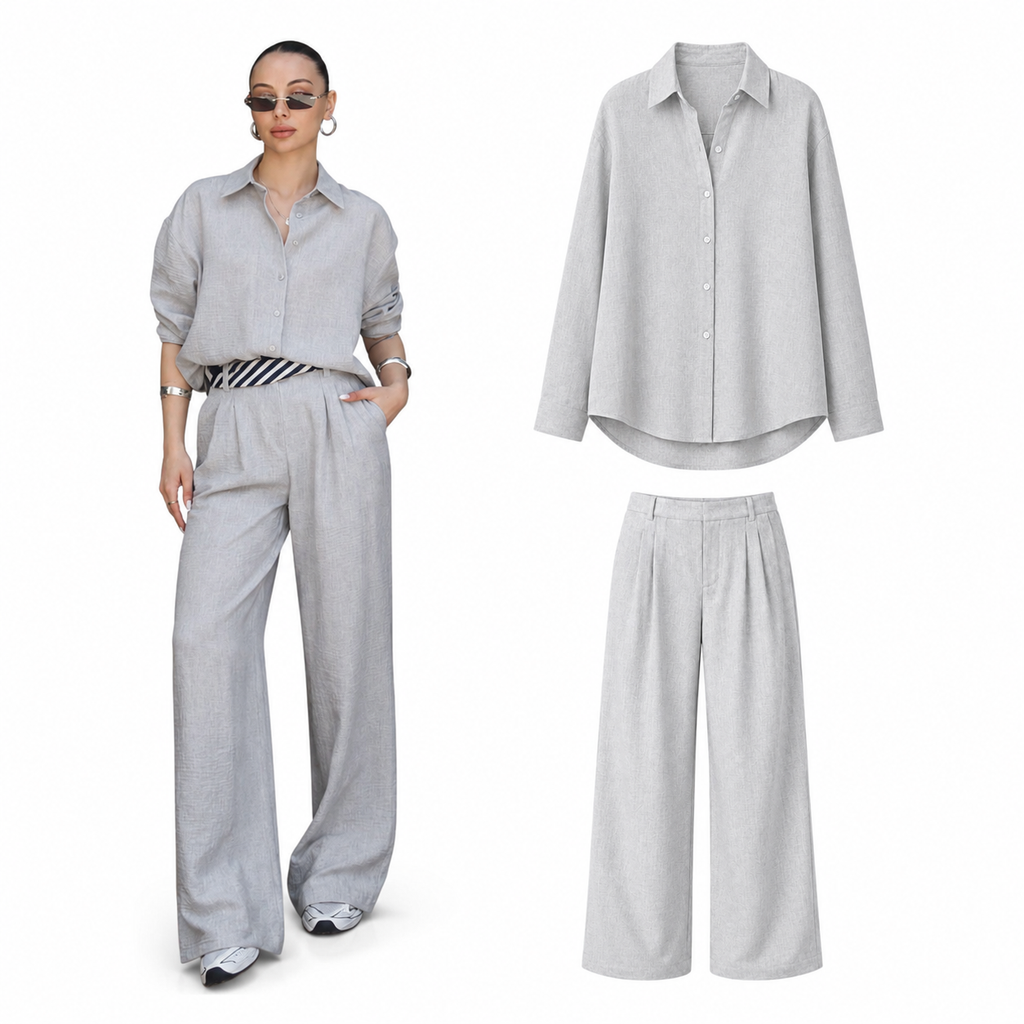 Grey Linen Co-Ord Set
