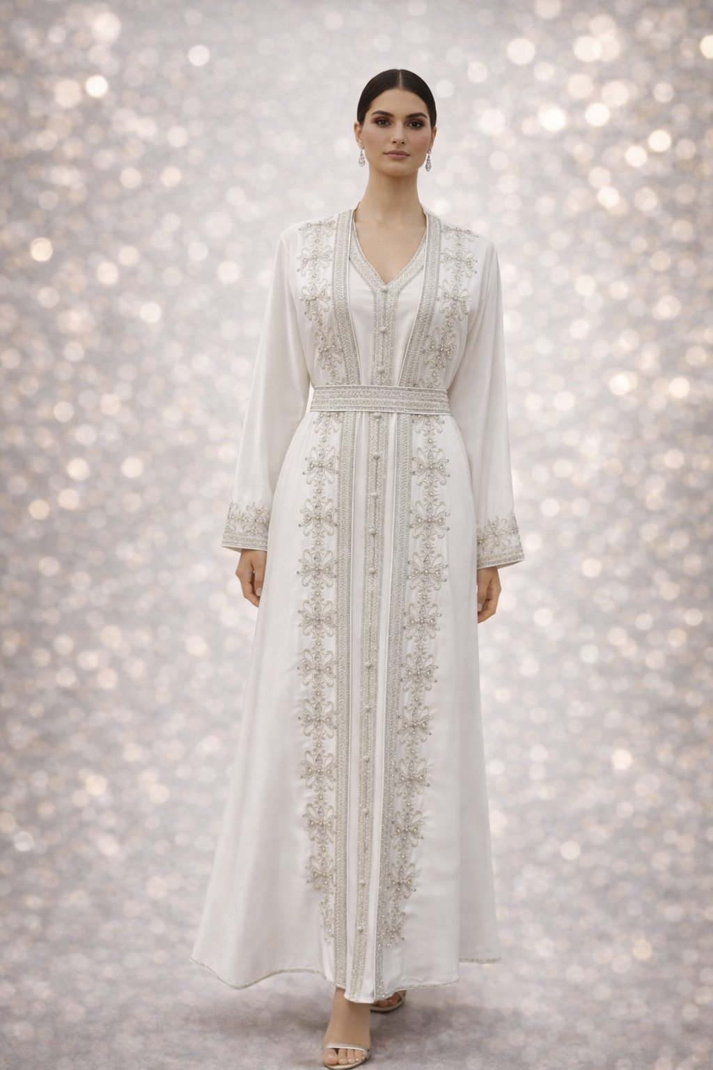 White Embroidered Ramadan Kaftan