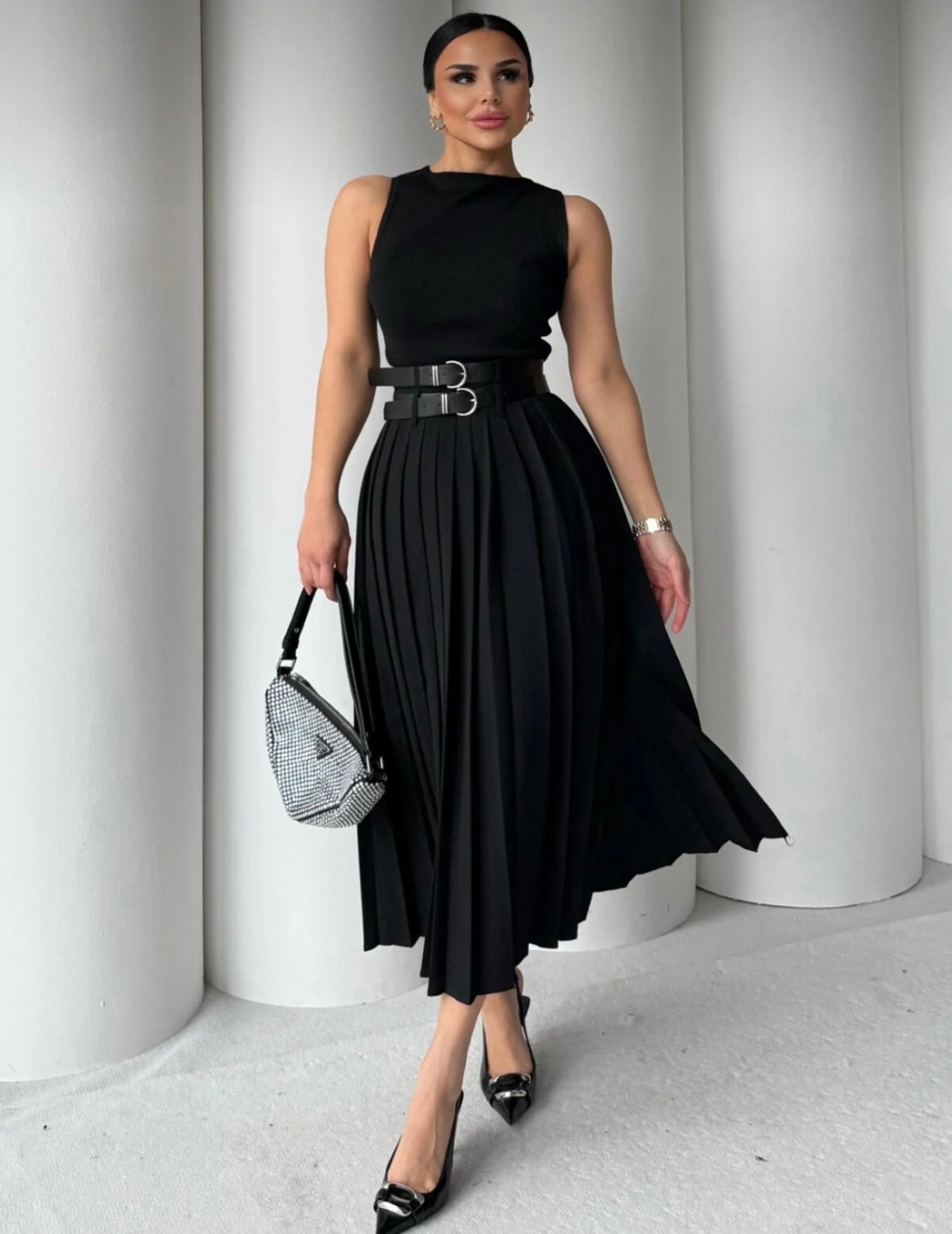 Pleated Maxi Skirt