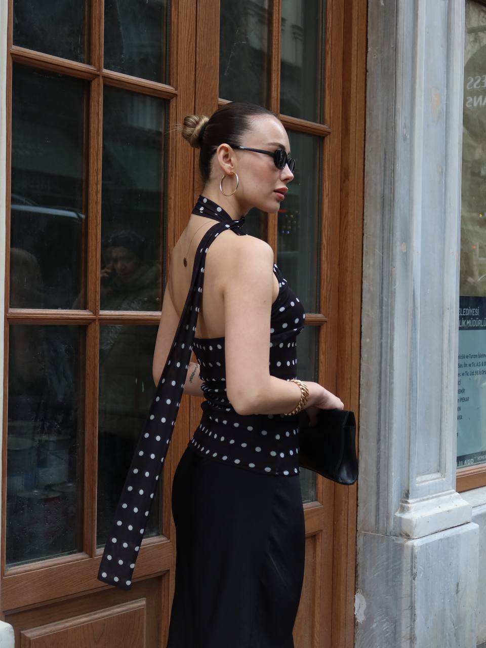 Black Polka Dot Halter Top