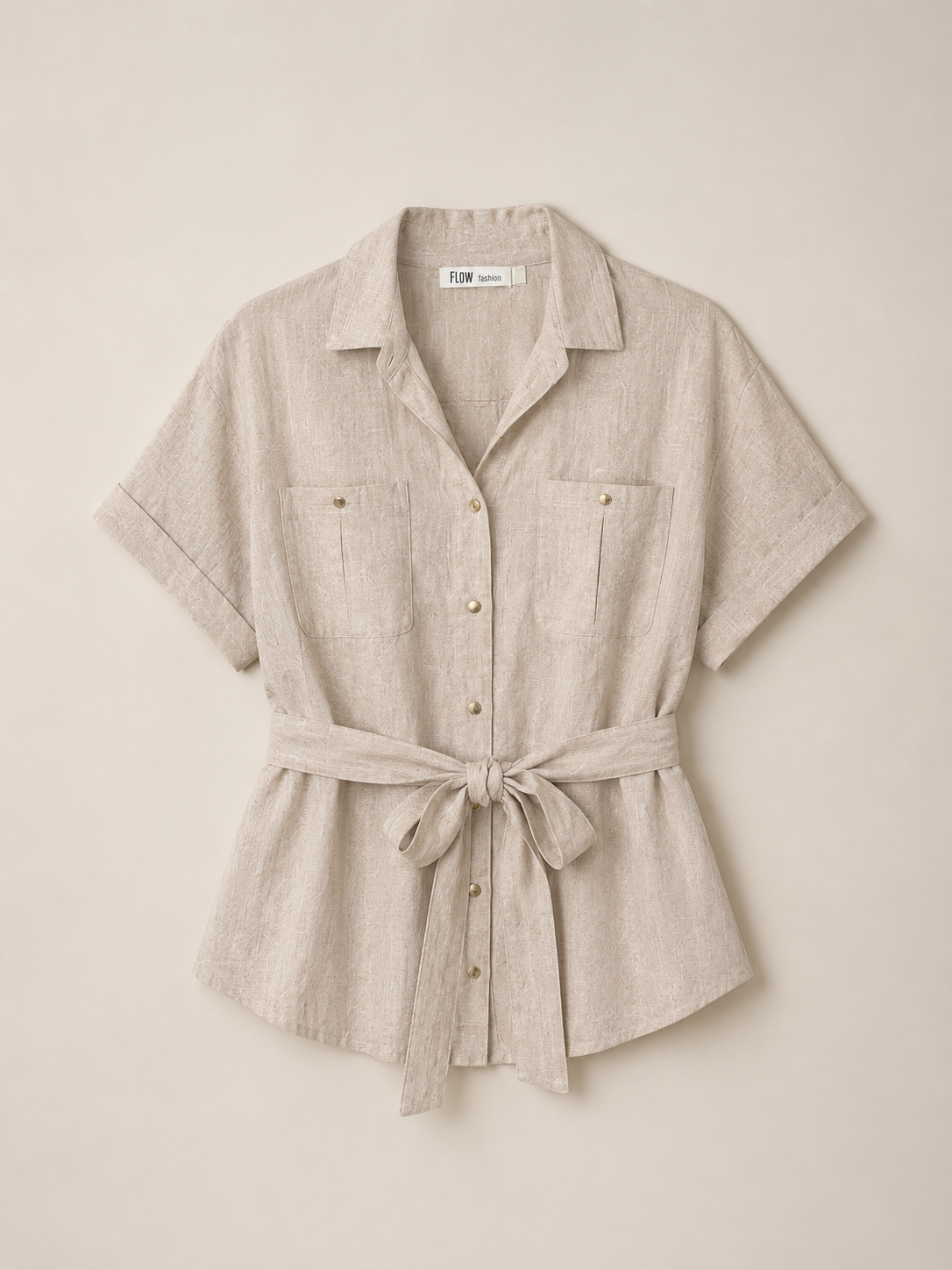 Beige Linen Two-Piece Set