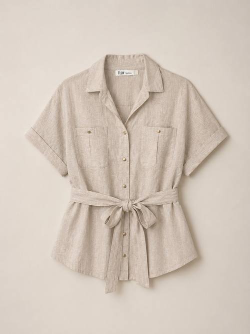 Beige Linen Two-Piece Set