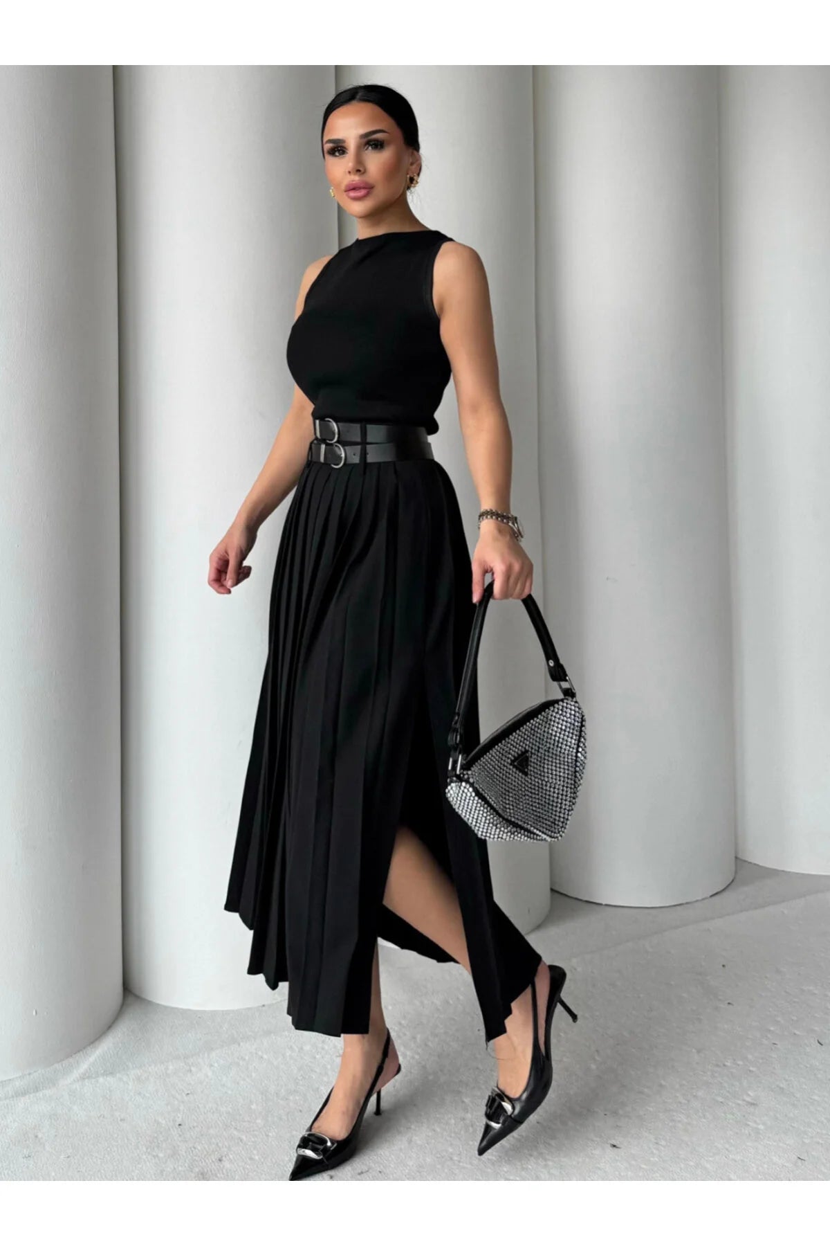 Pleated Maxi Skirt