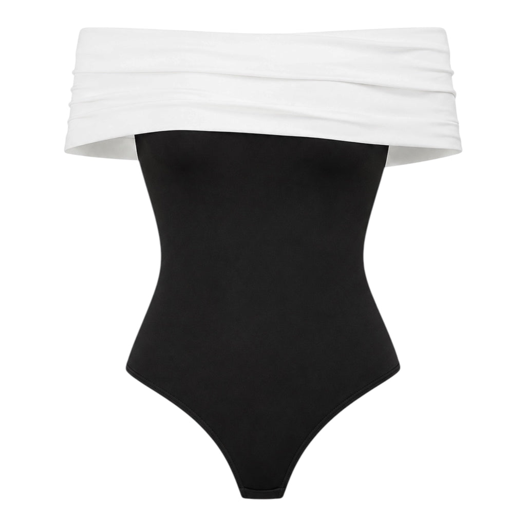 Black&White Off-Shoulder Bodysuit