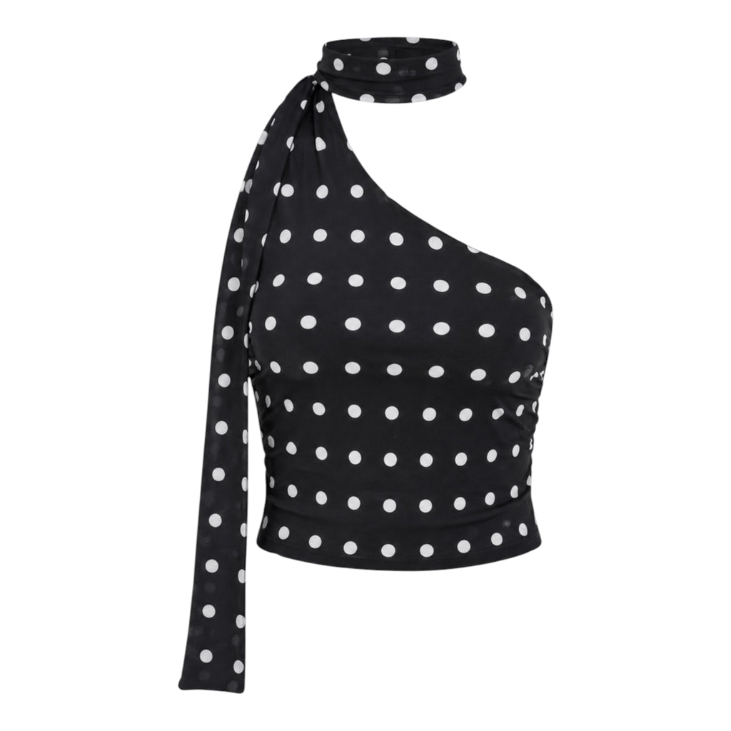Black Polka Dot Halter Top
