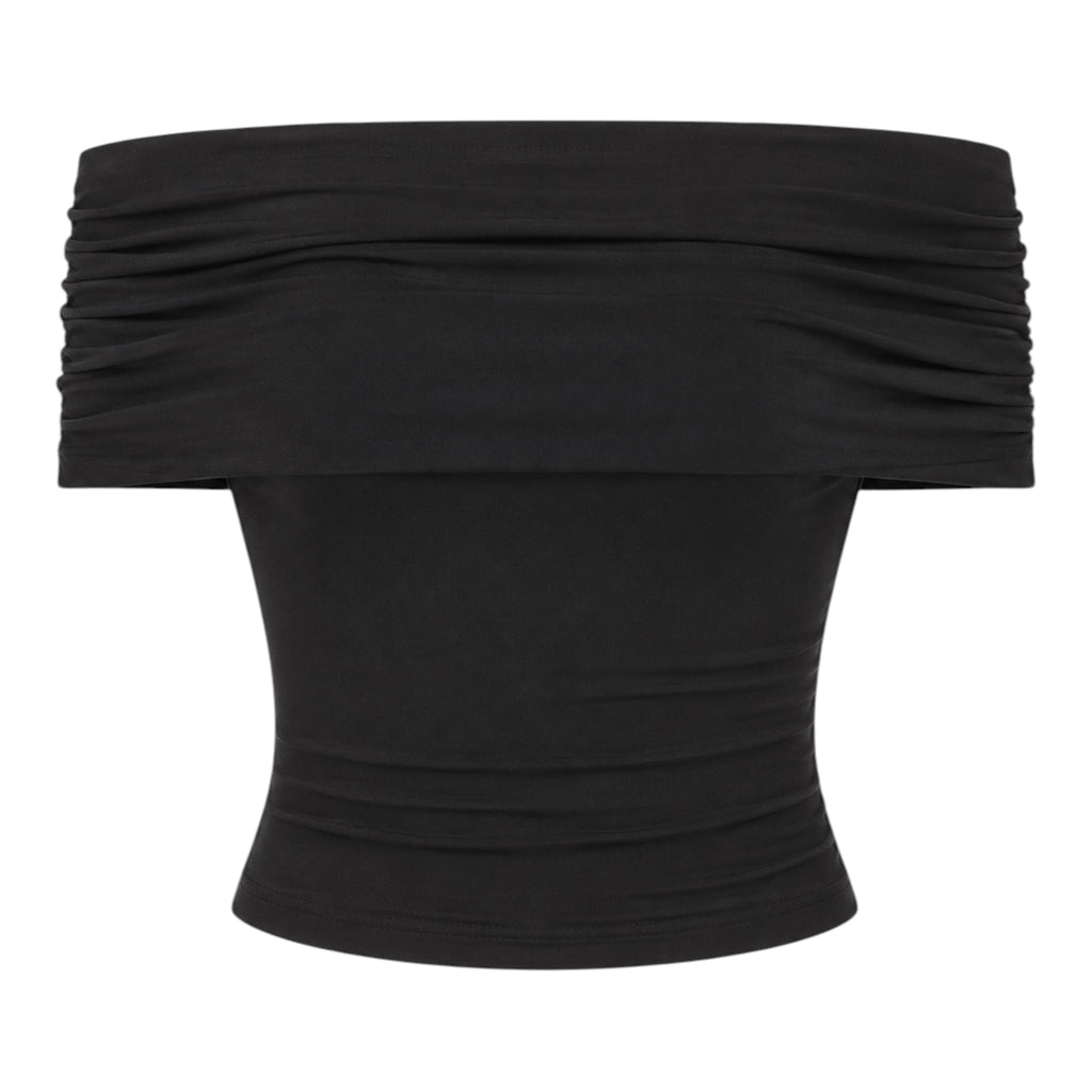 Black Off-Shoulder Crop Top