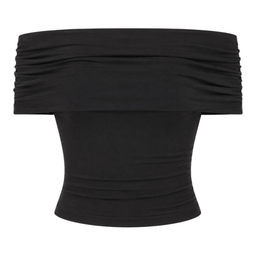 Black Off-Shoulder Crop Top