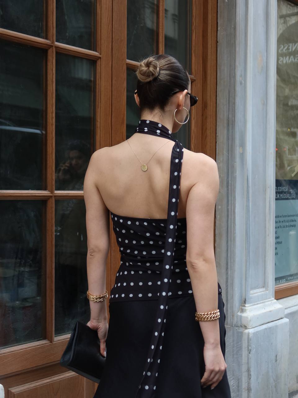 Black Polka Dot Halter Top