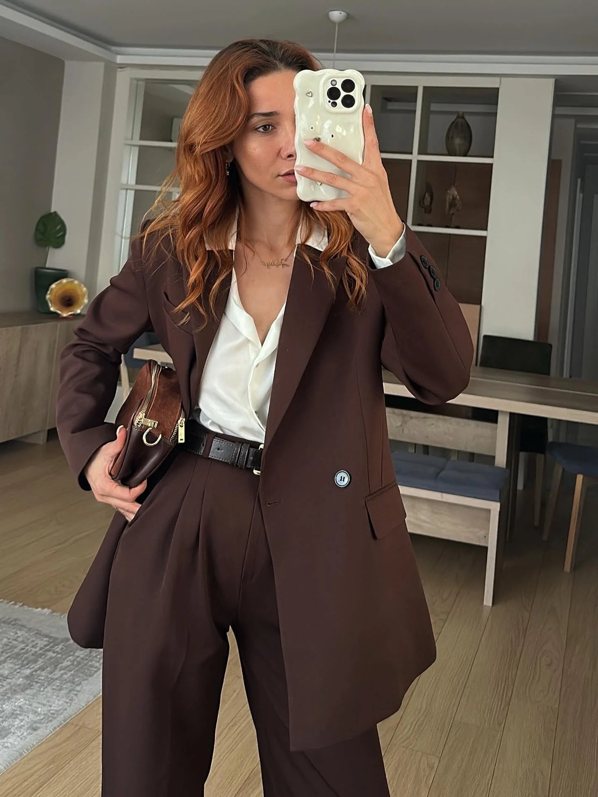 Brown Power Suit