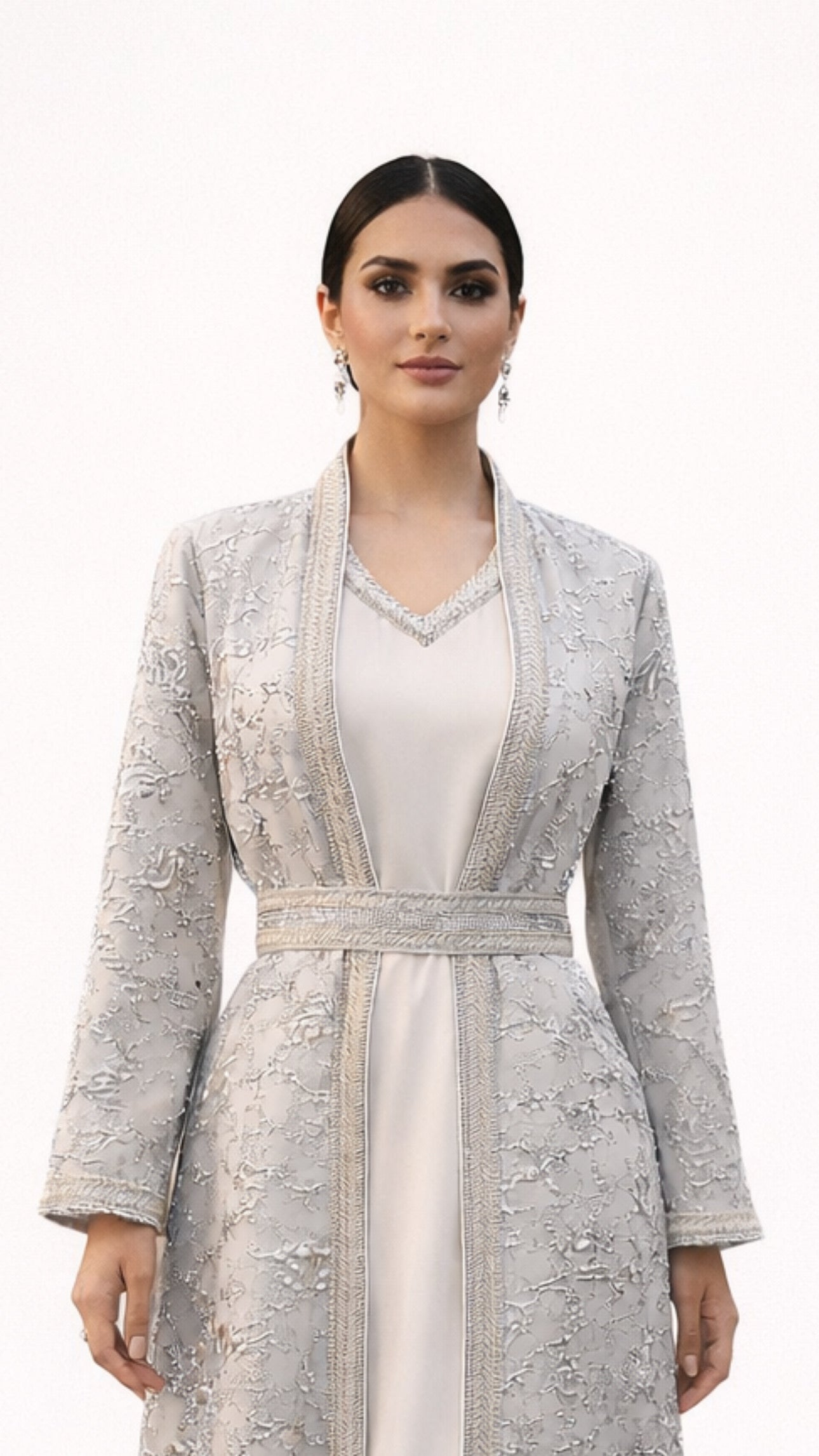 Embroidered Silver Koftan