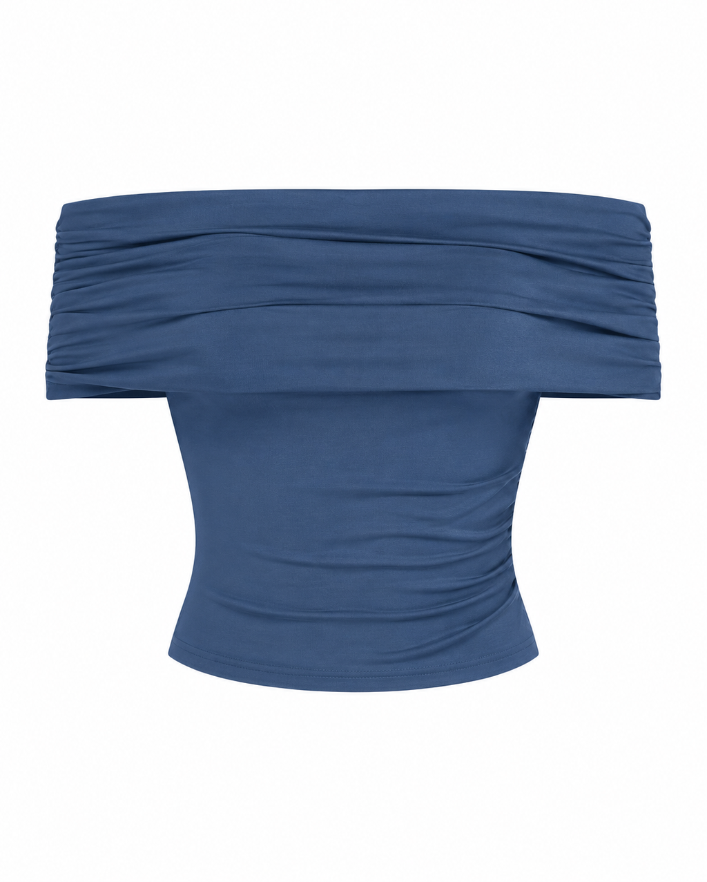 Blue Off-Shoulder Crop Top