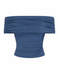 Blue Off-Shoulder Crop Top
