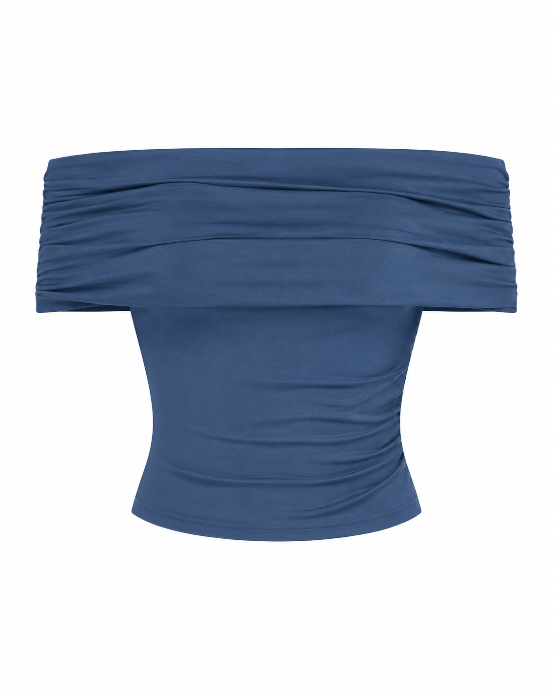 Blue Off-Shoulder Crop Top