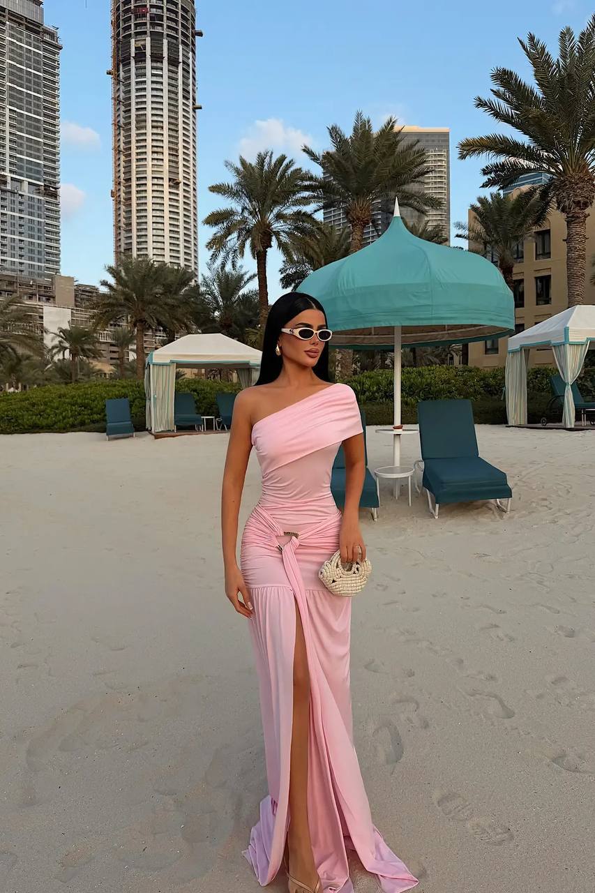Blush Pink One-Shoulder Dress