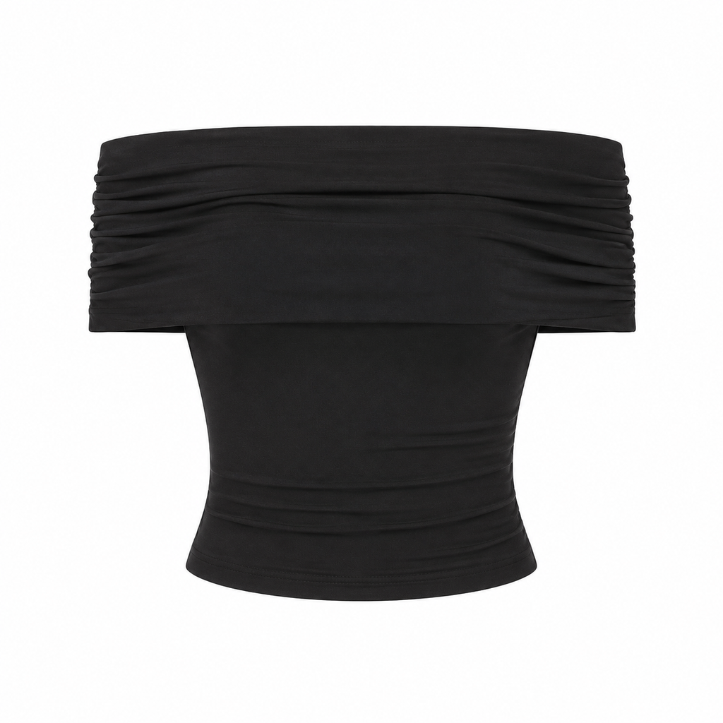 Black Off-Shoulder Crop Top
