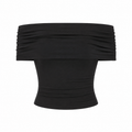 Black Off-Shoulder Crop Top