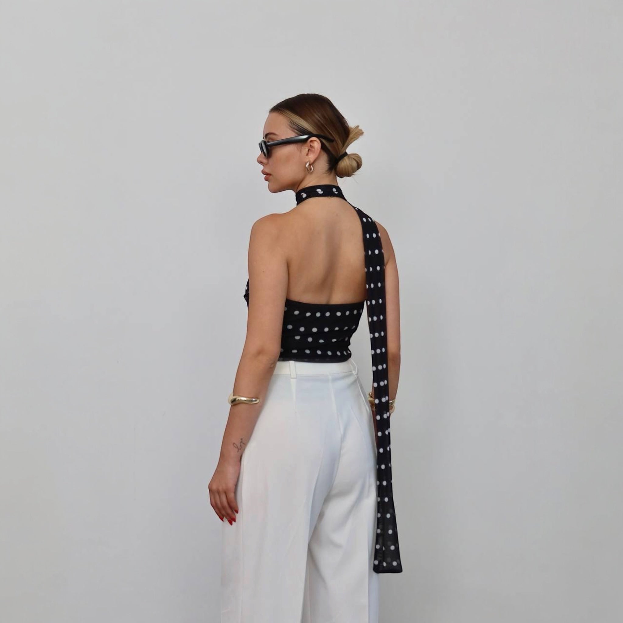 Black Polka Dot Halter Top