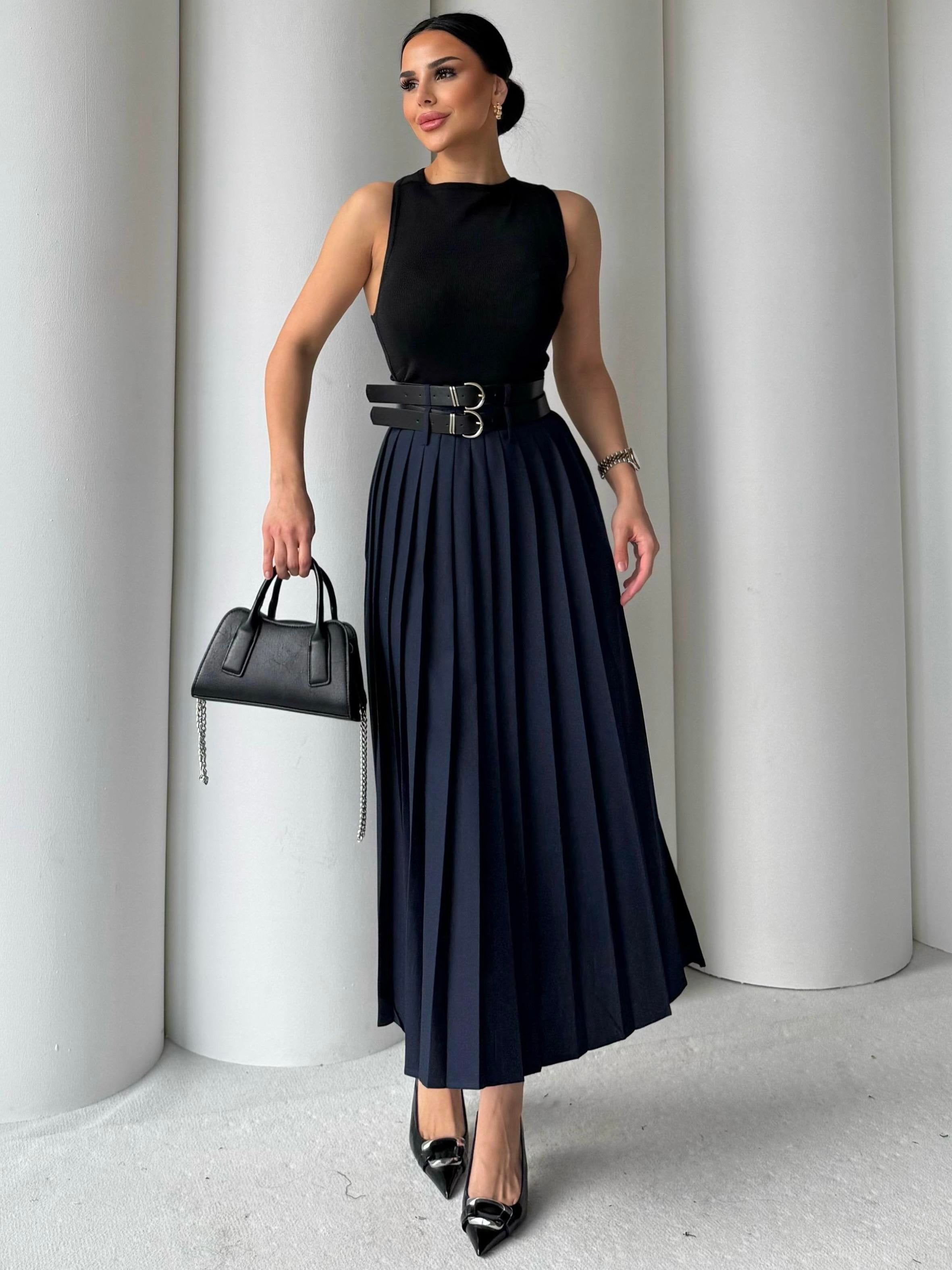 Pleated Maxi Skirt
