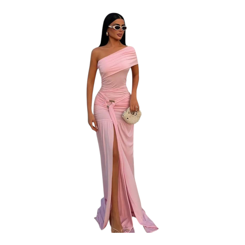Blush Pink One-Shoulder Dress