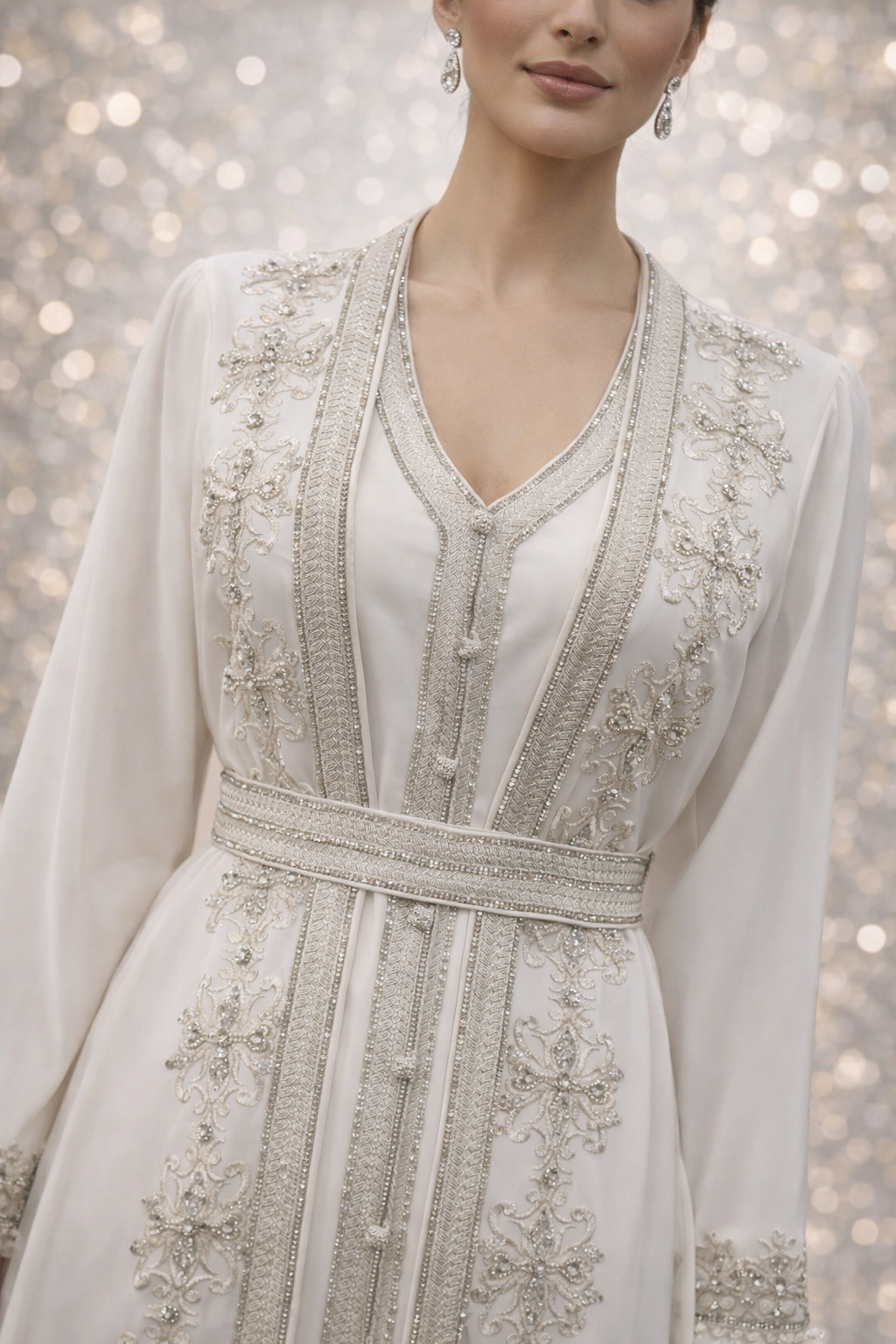 White Embroidered Ramadan Kaftan