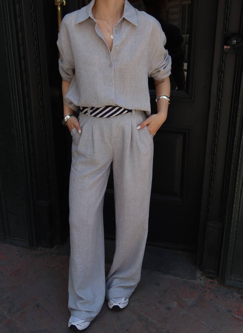 Grey Linen Co-Ord Set