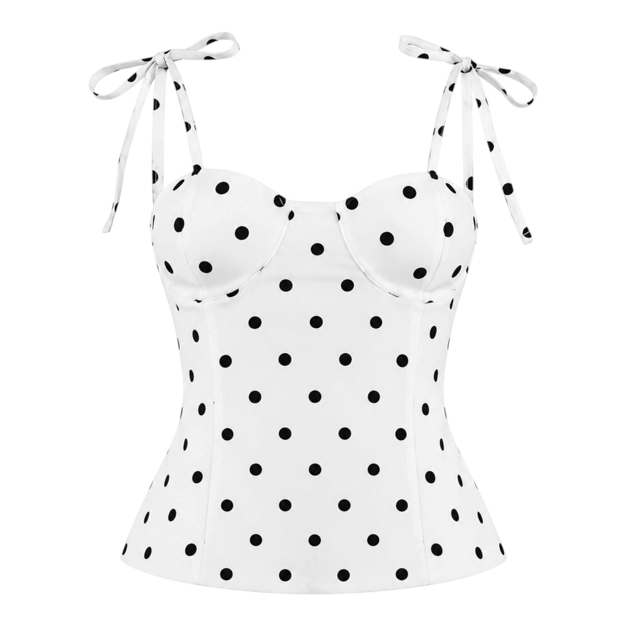 Polka Dot Tie-Strap Corset Top