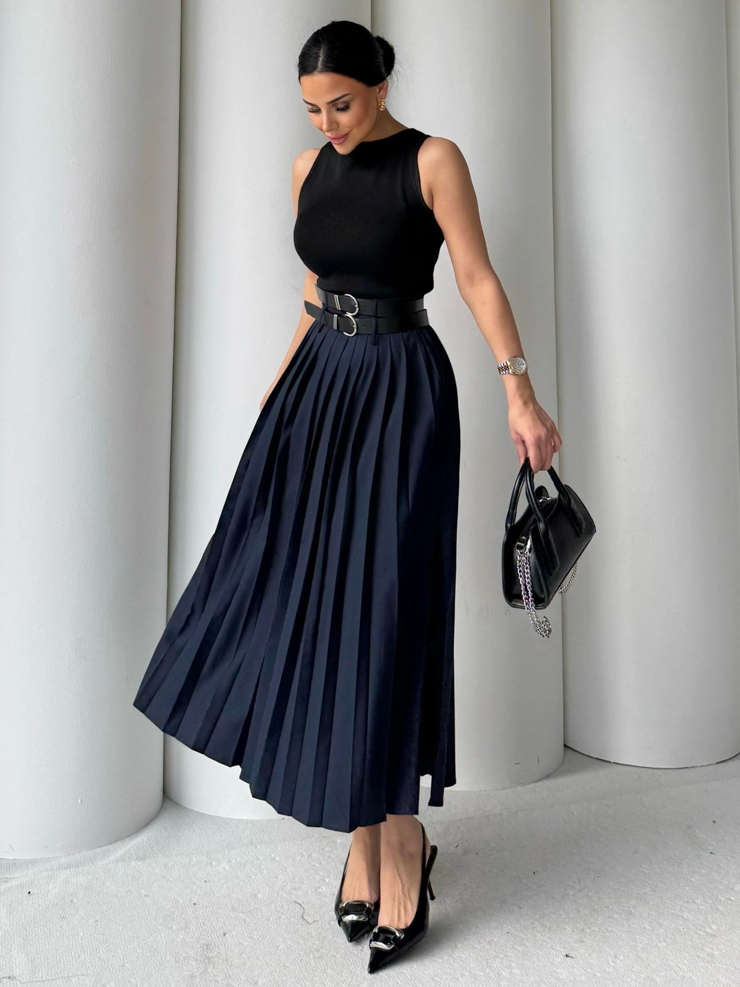 Pleated Maxi Skirt