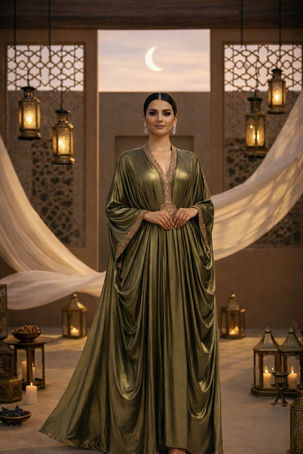 Olive Luxe Metallic Kaftan