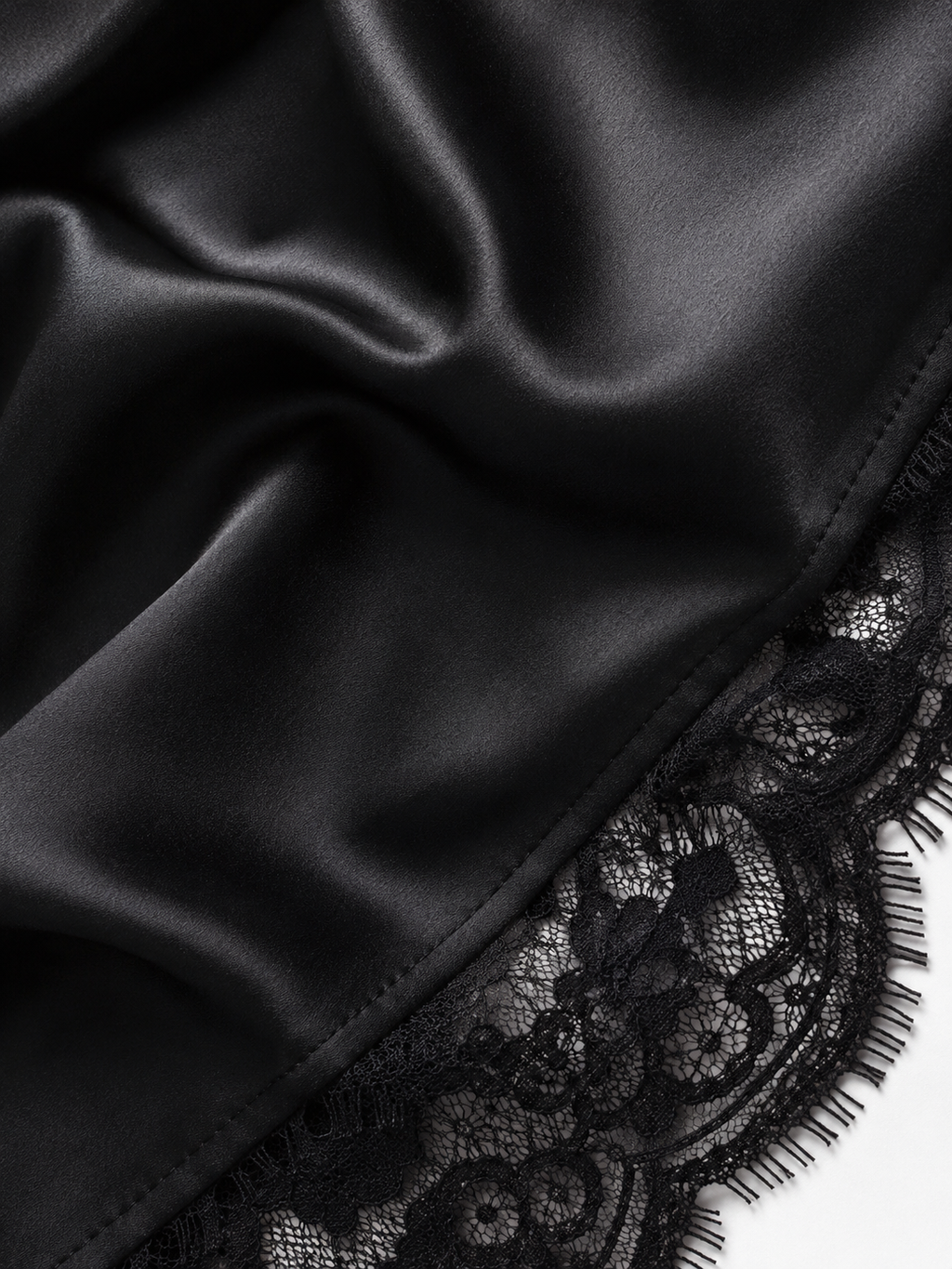 Black Satin Lace Mini Dress