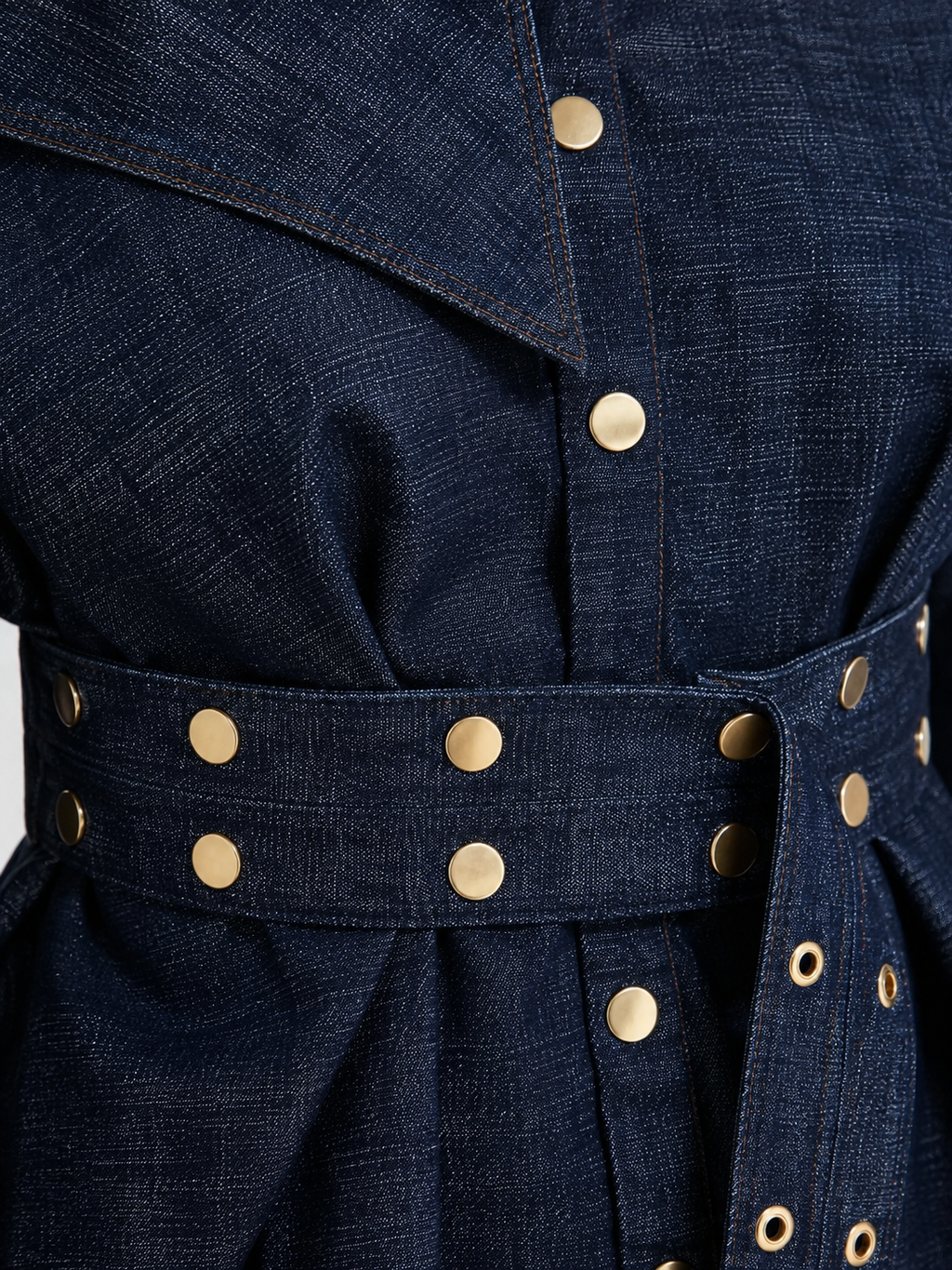 Denim Off-Shoulder Belted Top