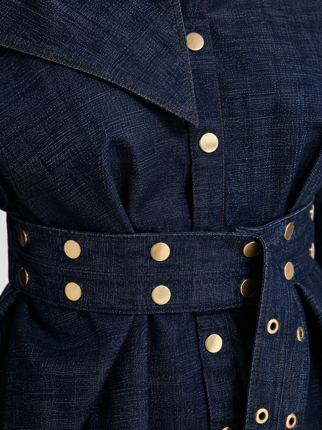 Denim Off-Shoulder Belted Top