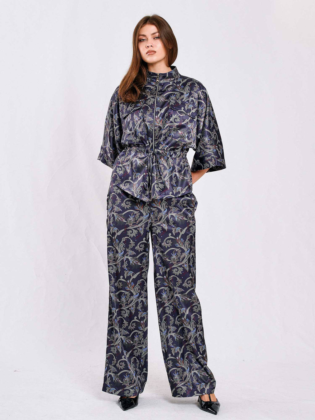 Two-Piece Satin Printed Set