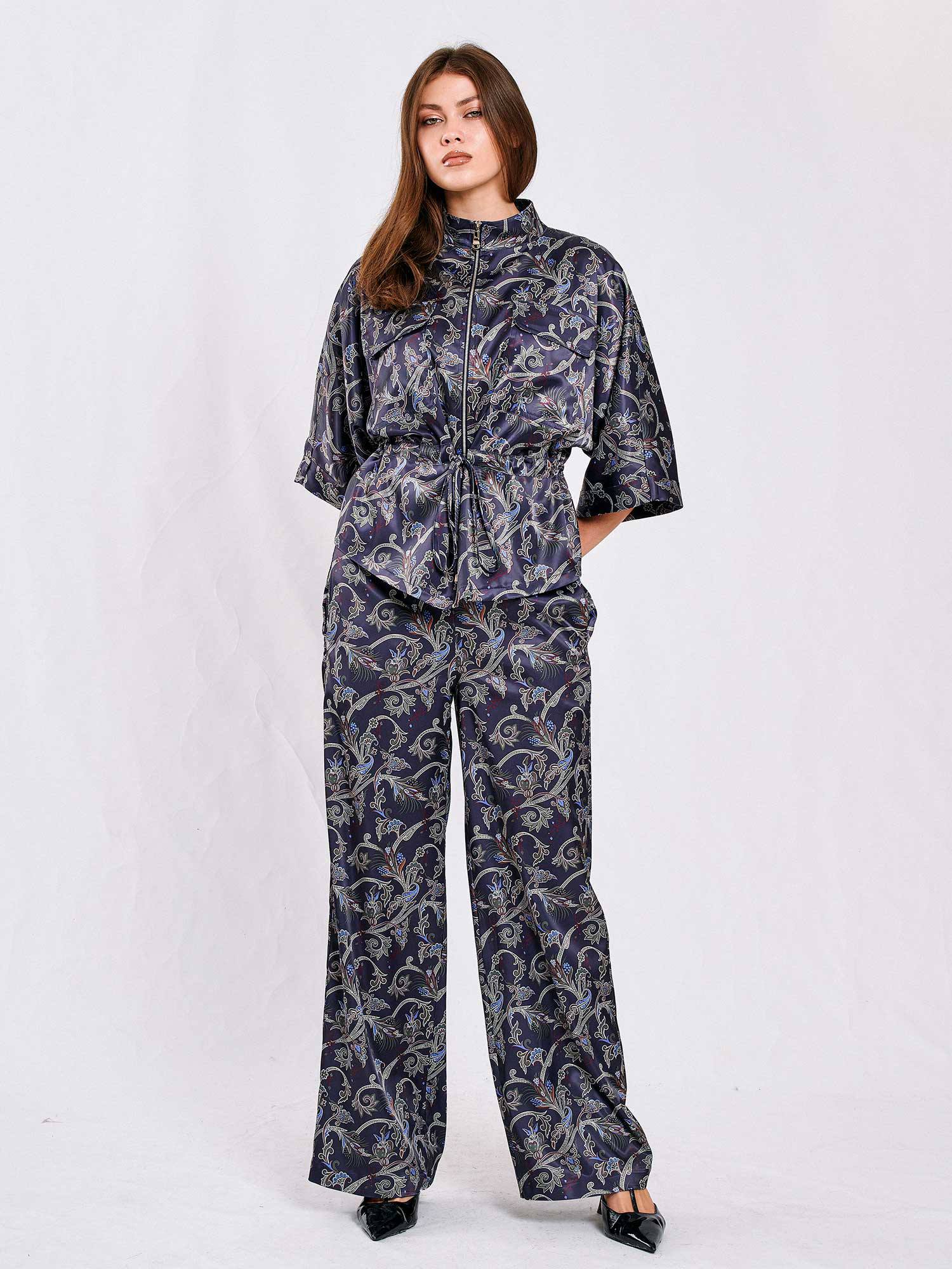 Two-Piece Satin Printed Set