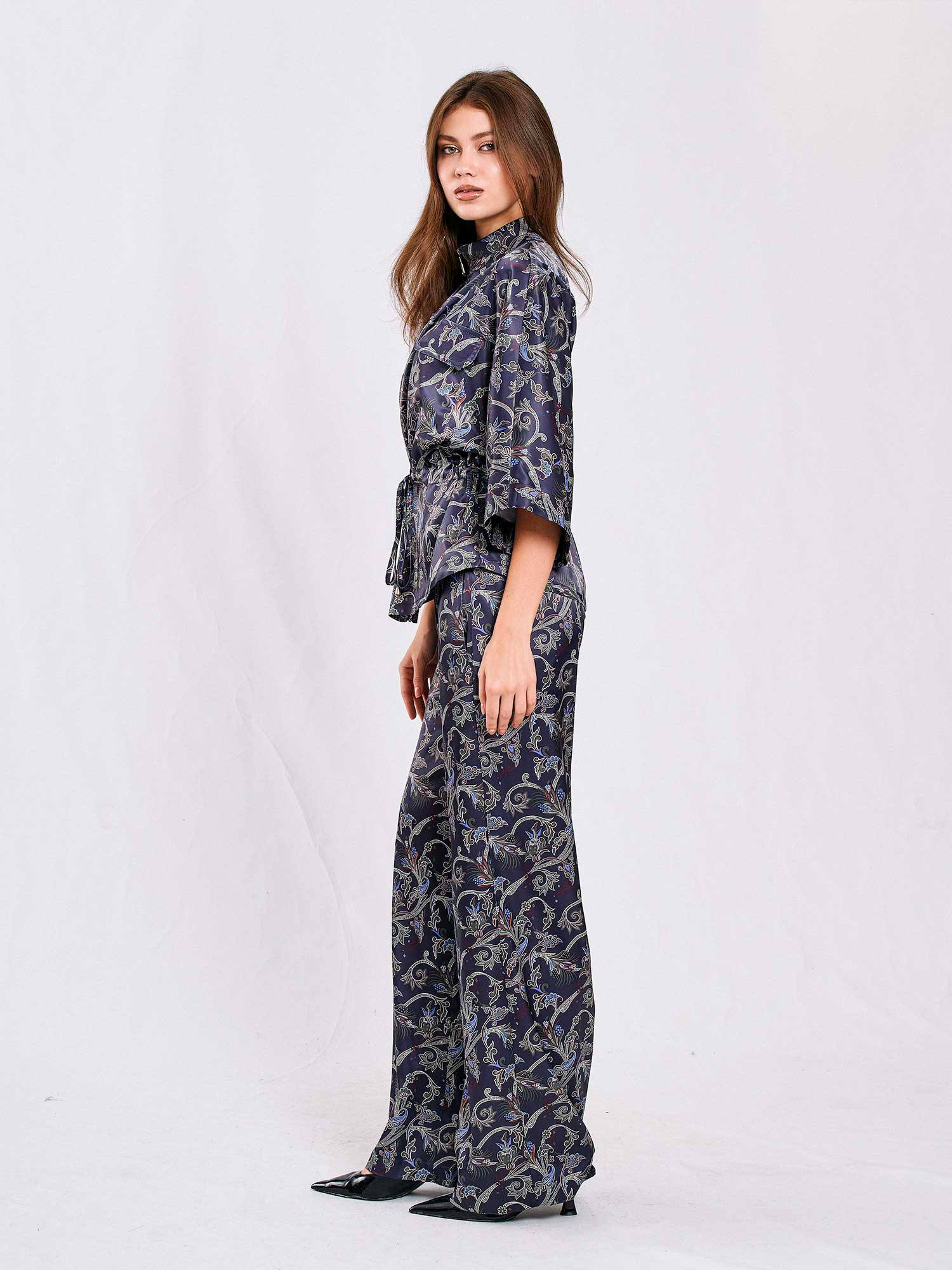 Two-Piece Satin Printed Set