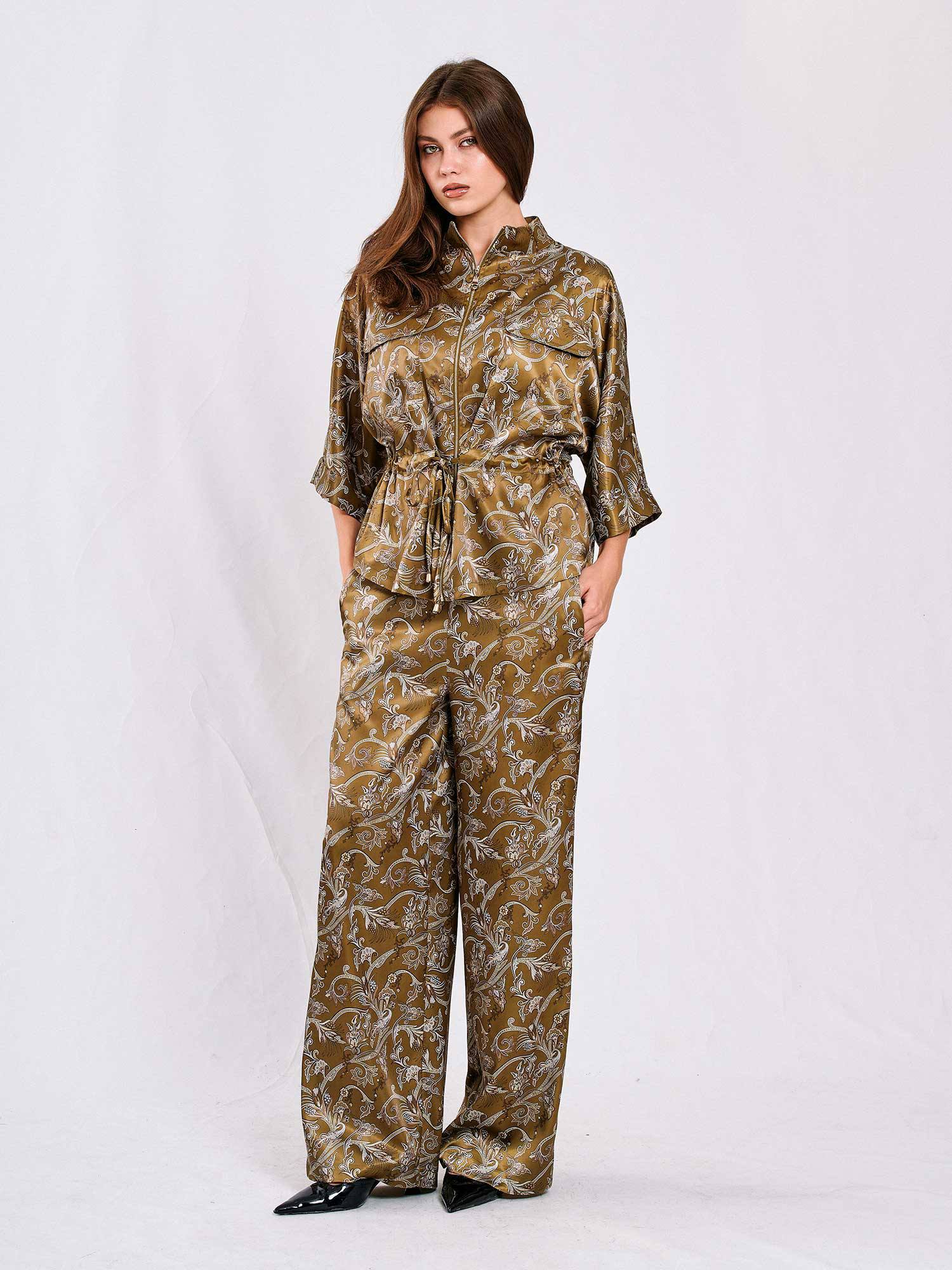 Two-Piece Satin Printed Set