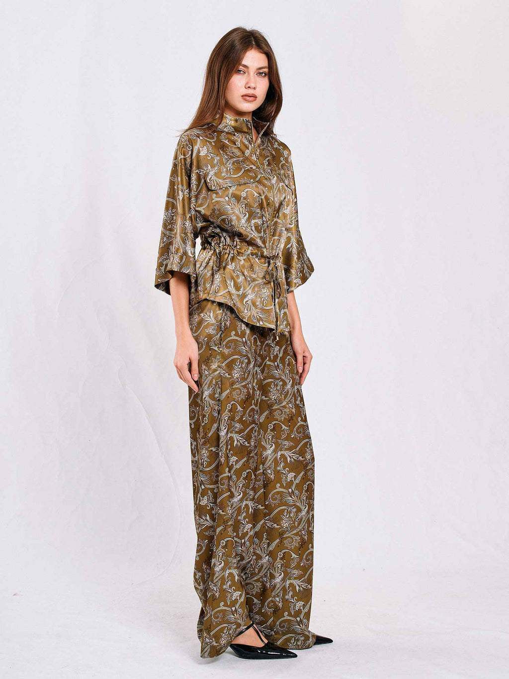 Two-Piece Satin Printed Set