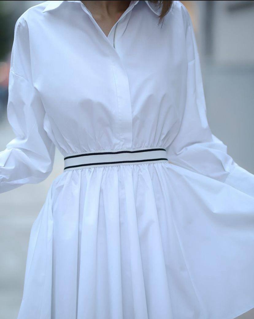 White Shirt-Style Mini Dress