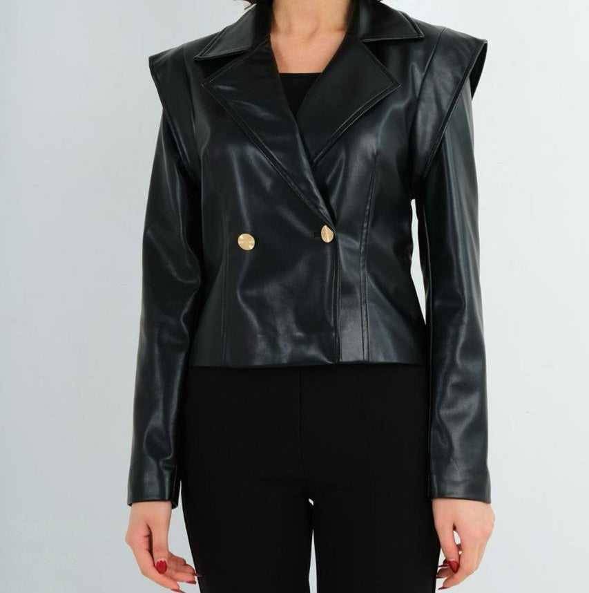Double Breasted Leather Jacket