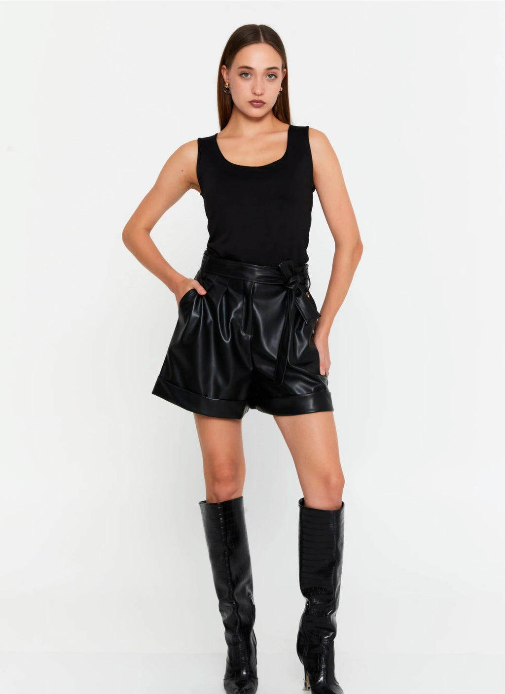 High Waisted Leather Short