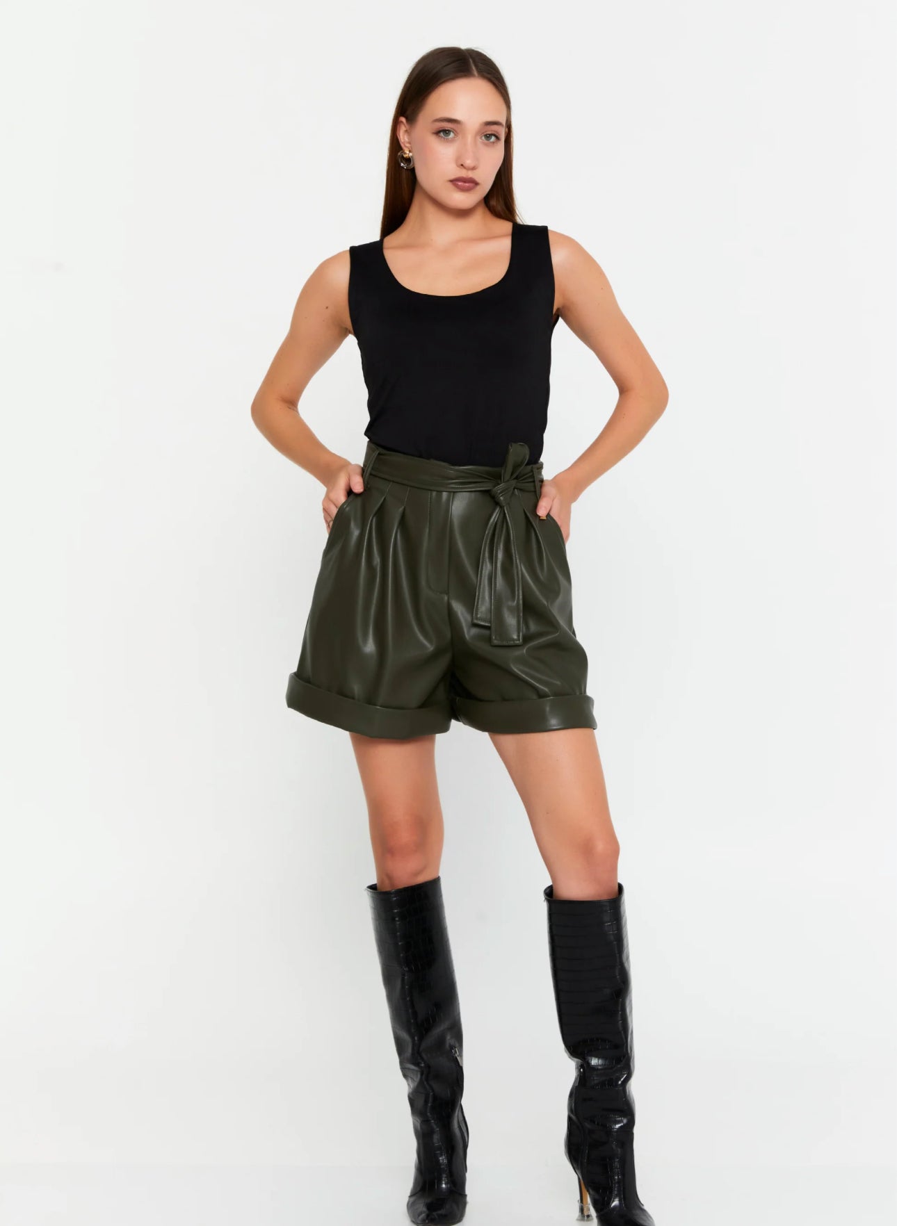 High Waisted Leather Short